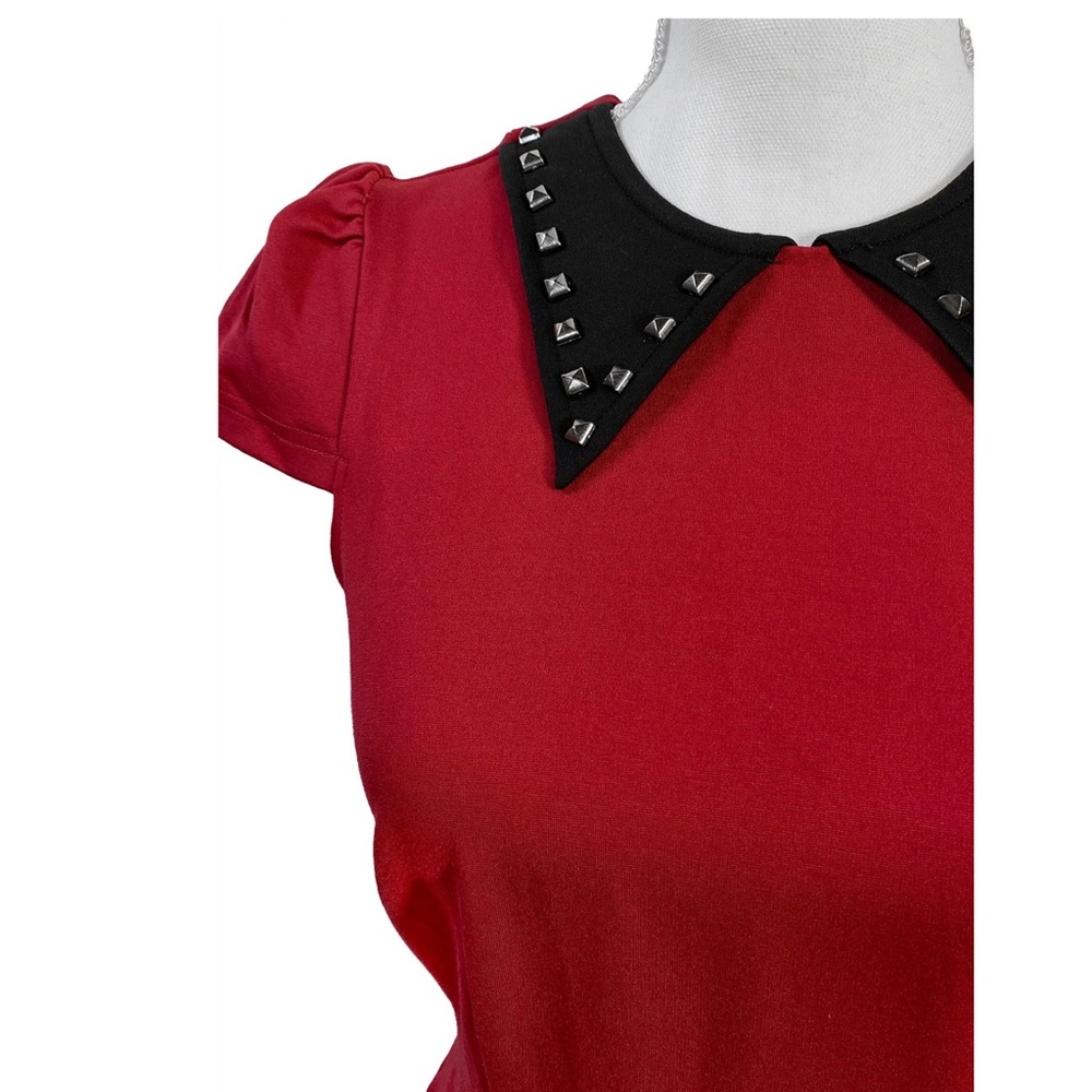 Excellent used condition Sourpuss STUD COLLAR DRESS RED in size XL - Picture 3 of 14